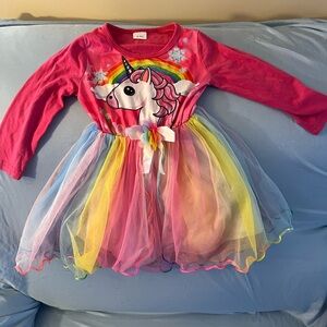 Toddler girl colorful unicorn dress